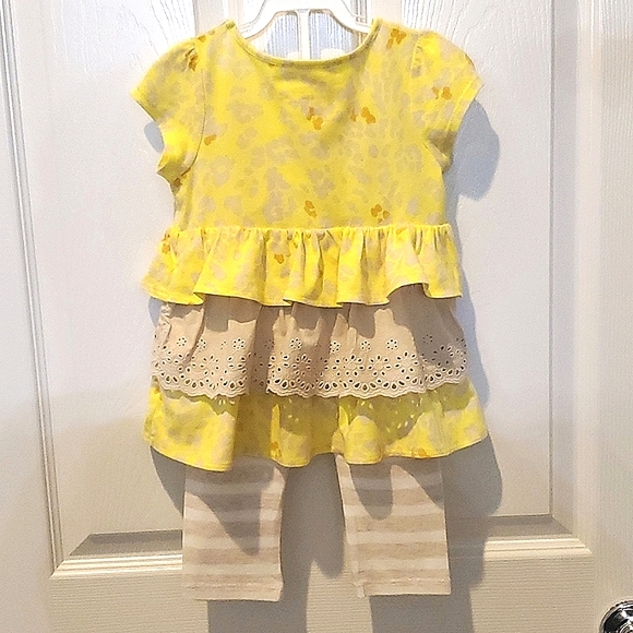 Genuine Kids OshKosh (2) Piece Ruffle Top & Striped Leggings Baby Girl 24 Months - Picture 3 of 9